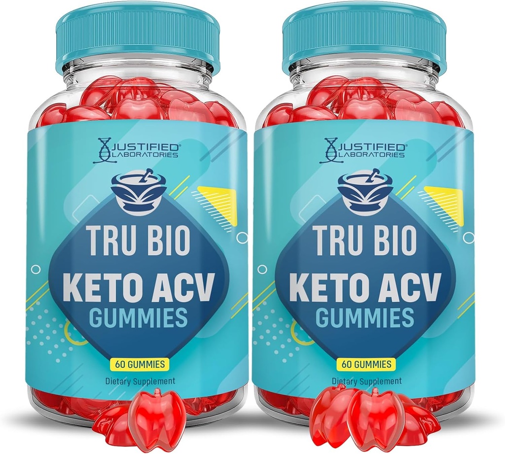 (2 Pack) Tru Bio Keto ACV Gummies Advanced Formel 1000MG TruiBIo Keto Gummies Apple Cider Vinagar Formuleret med Pomegranate Beet Juice Powder B12 Vegan Non GMO 120 Gummys