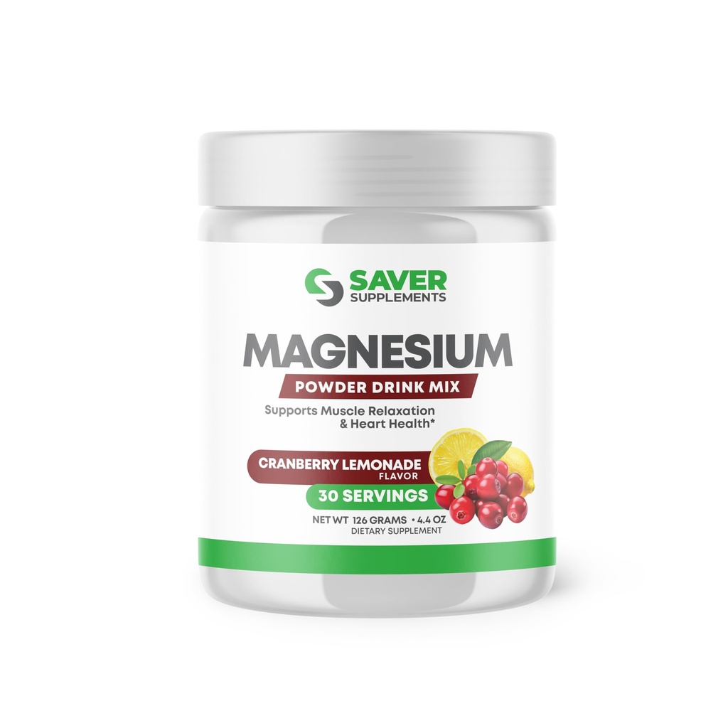 Magnesiumpulver - Anti- Stress drik mix for ro og regelmæssighed - Magnesium citrat supplement - afslapning, muskel & hjerte støtte - tranebær Lemonade Flavor - 30 Servere