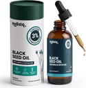 Holistiq Black Seed Oil Organic Cold Pressed Drops - 124; 3% Thymoquinone - 124; Non- GMO & Vegan - 124; Cold Pressed Black Cumin Nigella Sativa Oil for immunforsvar, Aceite de Comino Negro - Drops, 100 ml