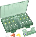 Medilax Ugentlig Pill Organizer 3X om dagen, Bærbar Pill Box 7 dag let at bruge, Daglig Pill sag for rejser med tredobbelt beskyttelse, Pill Containers til vitaminer / medicin / kosttilskud, Grøn