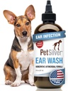 PetSilver Hund Ear Cleaner Solution - Gentle Ear Wash for hunde og katte med chelated sølv - Otic Rinse Formel Mål Wax Buildup, Lugt Odor, og Itchy eller Irriterede områder - Made in USA - 8 fl oz