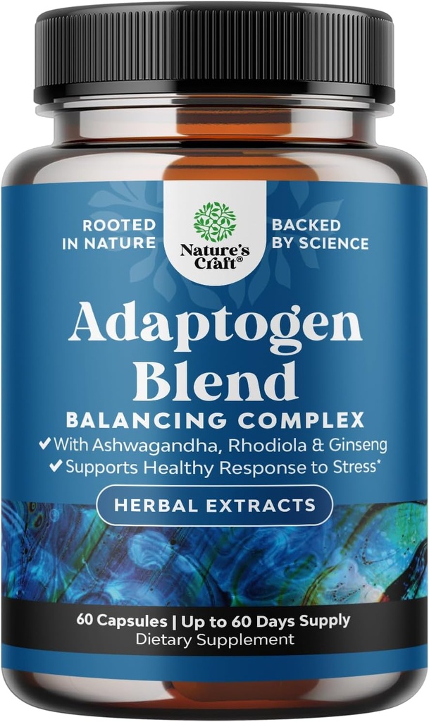Urteadaptogen Mood Support - Calming Adaptogens Supplement til Stress & Cortisol Management med Ashwagandha Rhodiola Rosea & Maca Root - Vegansk Non GMO & Daytime Friendly - 60ct