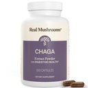 Ægte svampe Chaga Mushroom Capsules - Organic Chaga Extract Powder med ekstrakt pulver til wellness & Energy Support - Vegan, non-GMO, 300 Kapsler - Organic Mushroom Supplement