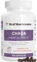 Ægte svampe Chaga Mushroom Capsules - Organic Chaga Extract Powder med ekstrakt pulver til wellness & Energy Support - Vegan, non-GMO, 300 Kapsler - Organic Mushroom Supplement