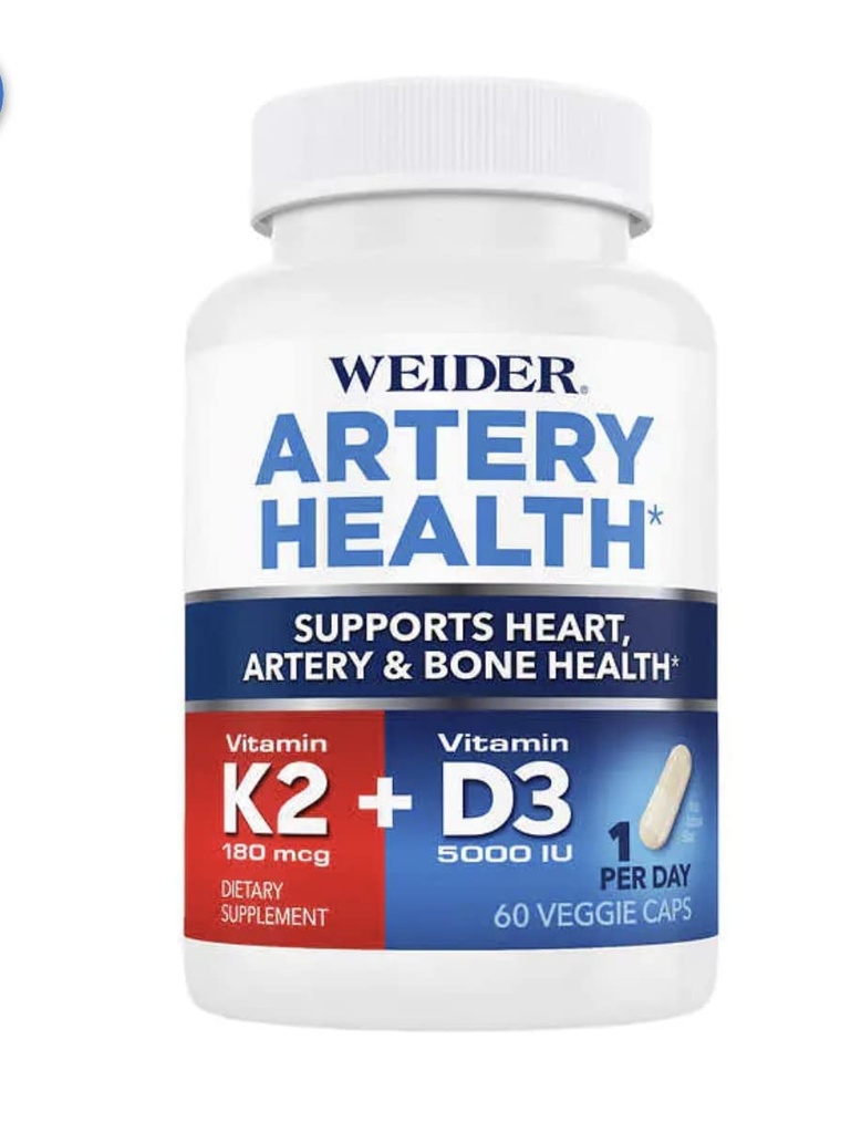 Arteriel sundhed for hjerte, immunforsvar og ben støtte med vitamin K2 (180mcg) & D3- vitamin (5000iu), 60 Veggie kapsler