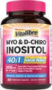 Inositol Supplement, Myo- Inositol & D- Chiro Inositol Fertilitet Kosttilskud til kvinder, 40: 1 Ideel Ratio, Hormonbalance og ovarier Support, 80 Veganske Kapsler