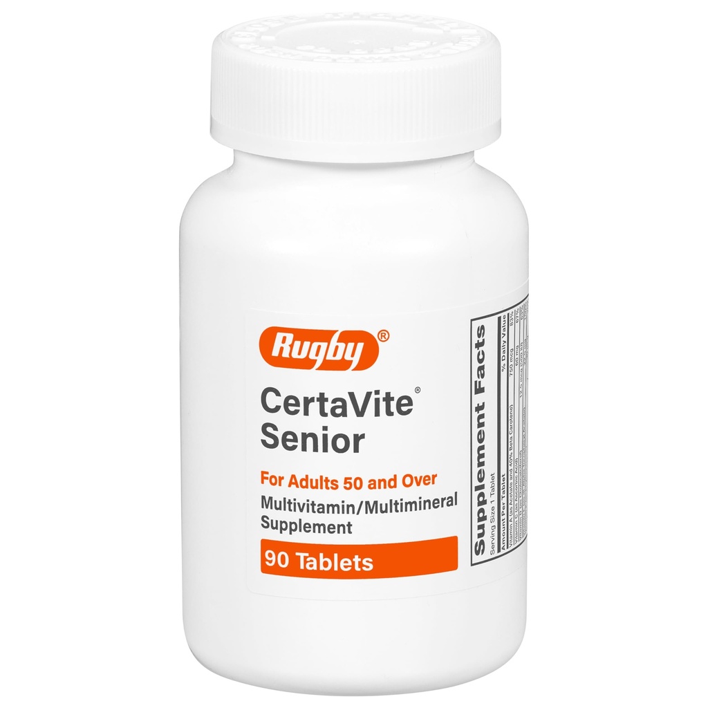 Rugby CertaVite Senior Multivitamin / Multimineral Supplement for voksne 50 og derover - 90 tabletter (1 pakke)