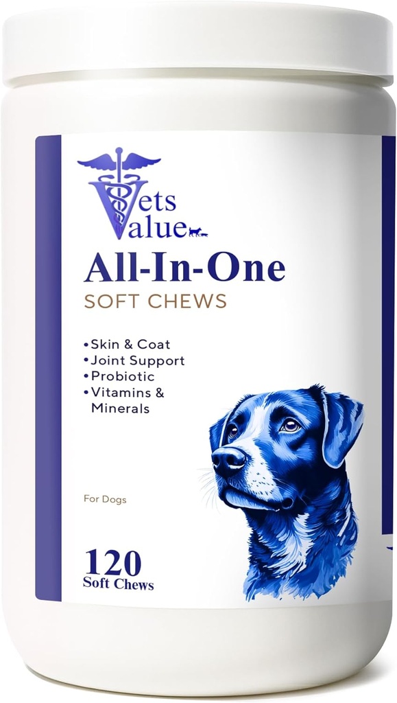 Hund Multivitamin Chews (120 bløde Chews) - All- in- One Vitamin til hunde i alle aldre, Sizes & Breeds Budd124; Understøtter Immunitet, fordøjelsessygdomme, hud, Coat fælles sundhed med Glucosamin, Omega fede syrer