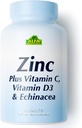ALFA VITAMINS Zink + C-vitamin, D3 & Echinacea Kosttilskud, immunsupportformel med forbedret absorption, understøtter bone sundhed, immunfunktion og antioxidant beskyttelse, 120 kapsler