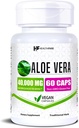 Healthfare Aloe Vera Capsules 40,000mg • 124; 60 Vegan Pills • 124; Indre Leaf Aloe Vera • Extract Supplement • 124; Gut Health & Digestive Support • 124; Non- GMO, Gluten- Free • 124; Fremstillet i USA