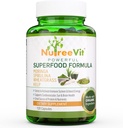 NutreeVit 100% Organic Powerful Superfood Formel - Immunsystemet Booster Energy Pills med Moringa, Spirulina, Wheatgrass, og Kelp - 240 Count Flaske