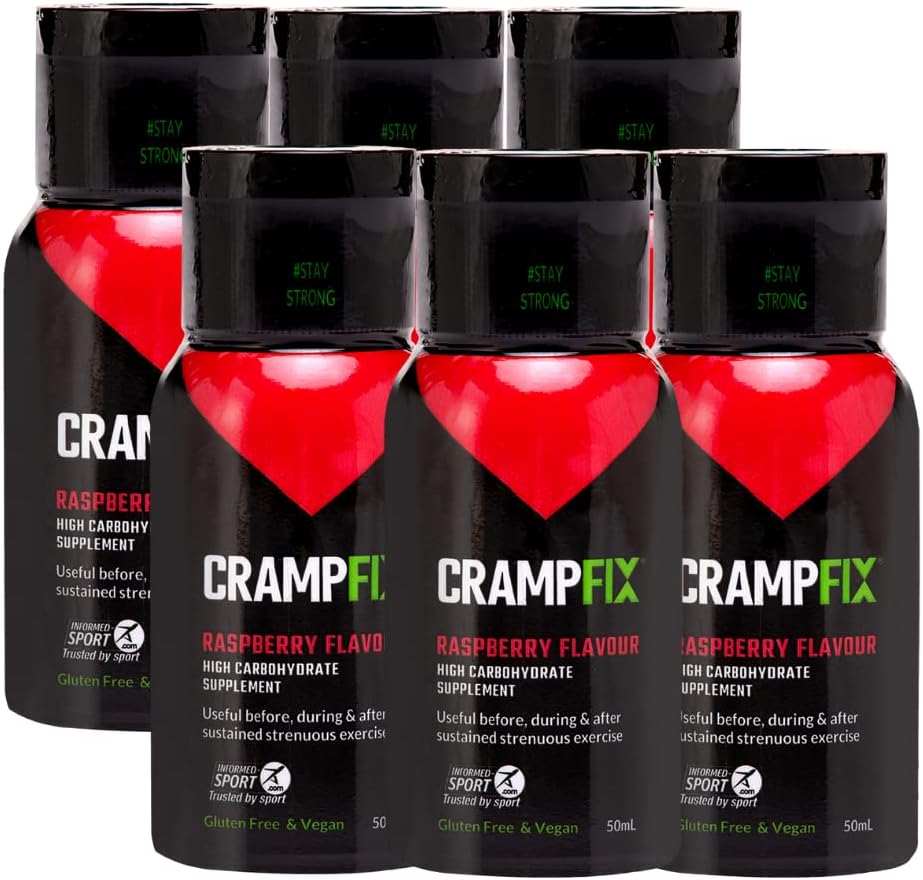 Drik Shot Prevents og Relieves Muskelkramper, Ben, Calf, Hamstring kramper, pakke med 6 flasker, Multi Serve squeeze flasker alle naturlige Hindbær