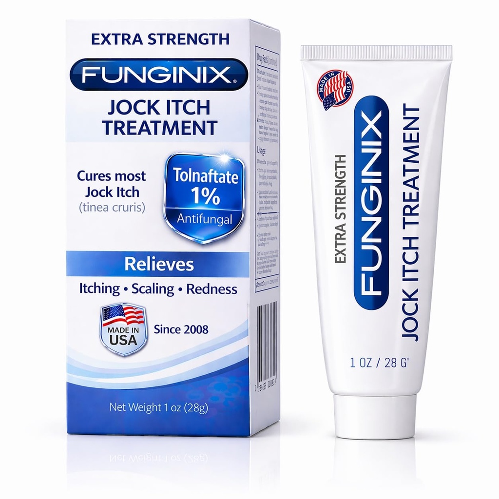 FUNGINIX Jock Itch Treatment - Relieves Kløe, brænding, skalering, og chafing, Natural Anti Itch Treatment with Tolnaftate, Pleasant topisk Cream (1 Ounce)
