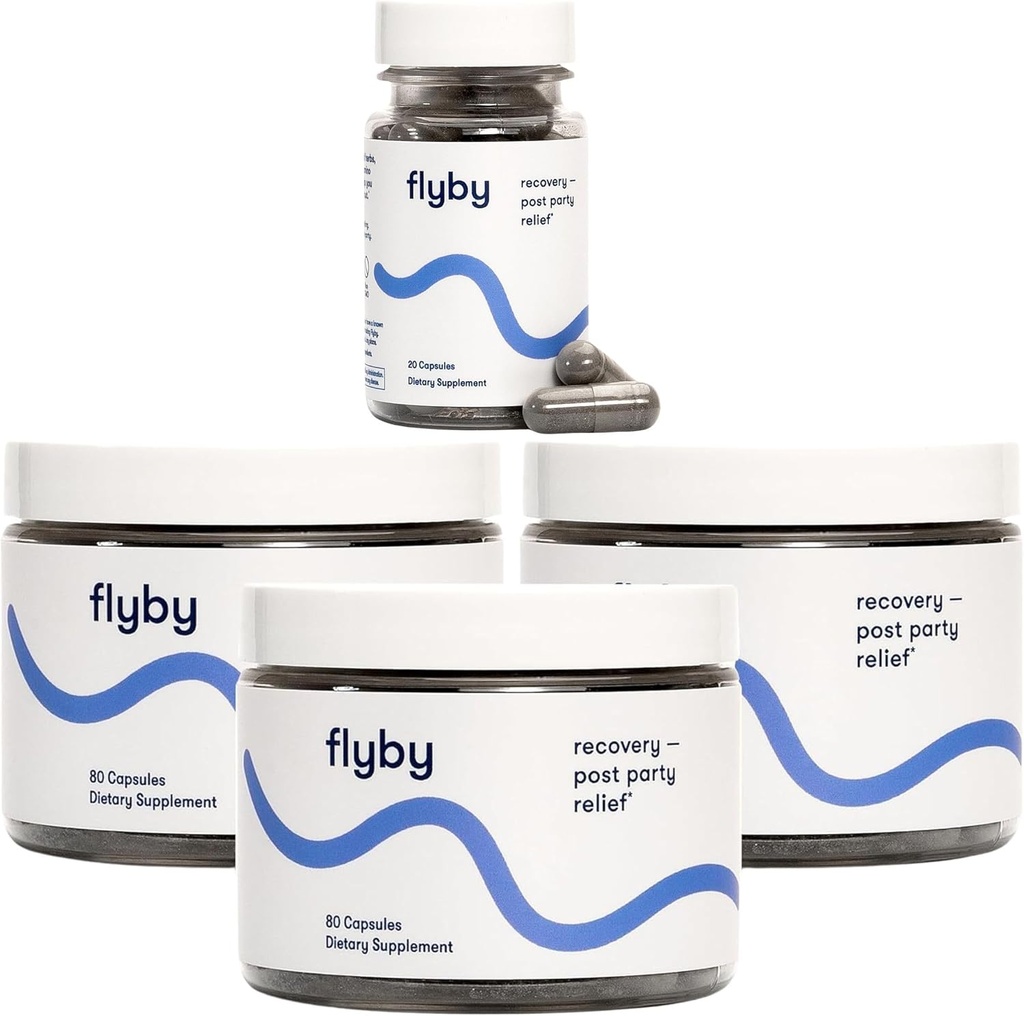 Flyby Recovery Supplement - All The Hang, without The Over! ™ - med mælk tidsel, C-vitamin, aktiverede kul, og Apple Cider Vincils - Pre & Post Dricking Formel
