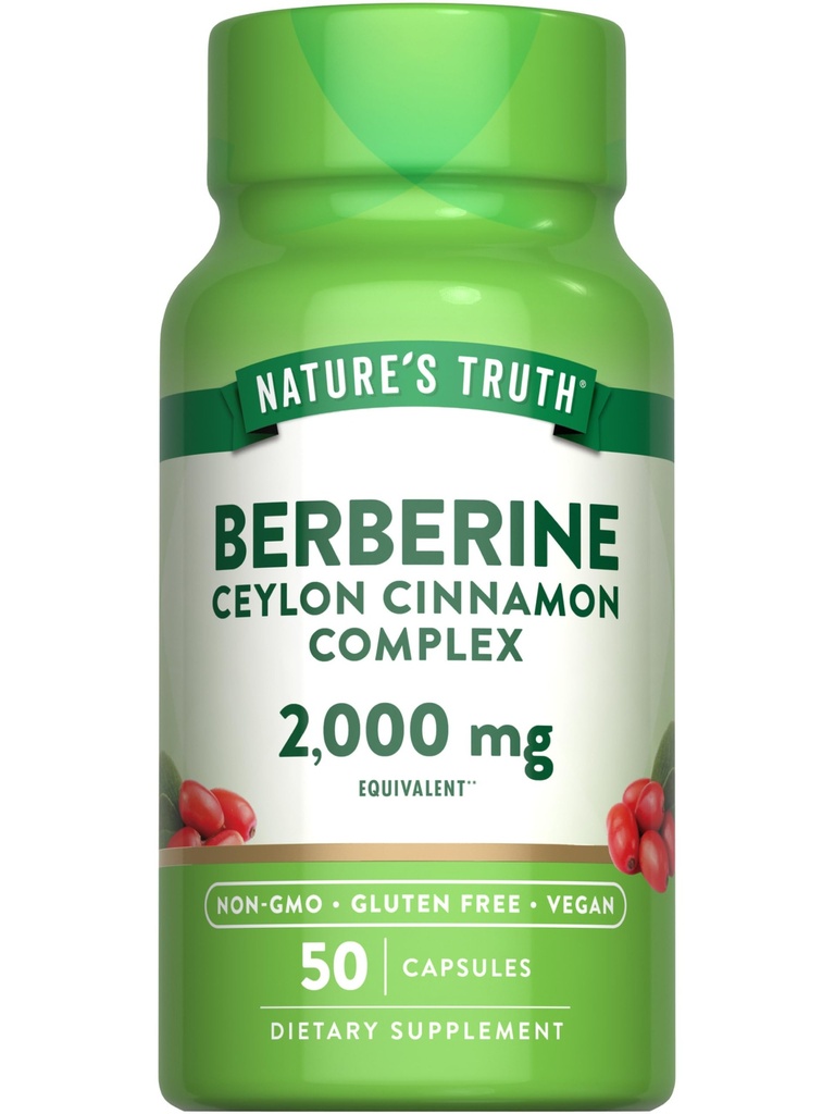 Naturens sandhed Berberine med Ceylon Cinnamel Complex; 124; 2.000mg • 124; 50 Vegan kapsler • 124; Vegan, Non- GMO og Gluten Free Supplement