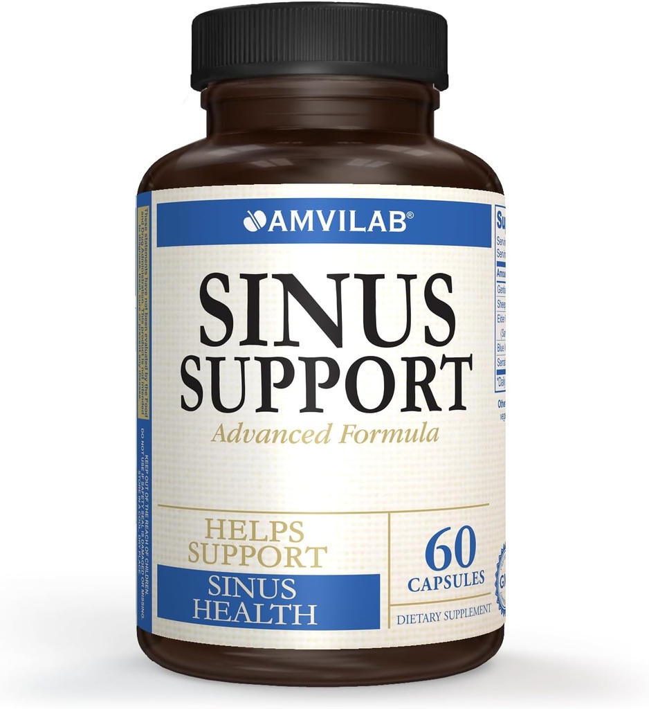 Sinus Support, Advanced Formel, Hjælper Support Sinus Sundhed, 60 Kapsler 1 Måned Supply