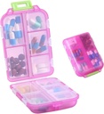 1Pack Travel Pill Organizer - 10 Compact og Portable Pill Box, Perfekt til On- The- Go Storage, Pill Holder til Purse Pink