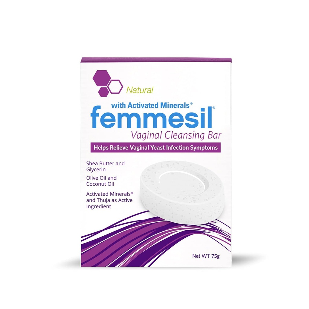 Femmesil vaginal antimykotisk sæbe til Gær infektion Relief for kvinder, Vaginal Itch & Irritation, Dermatolog Testet & Hypoallergen Godkendt. All- Natural Vagina Soap Bar (75gm)