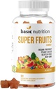 SuperFruits Gummies med collagen- fremme blandet frugt blend til skønhed og hudpleje; Natural Raspberry Watermelon Flavor 124; Non- GMO Plant- baseret, Vegan, Gluten- Free & Gelatine Free