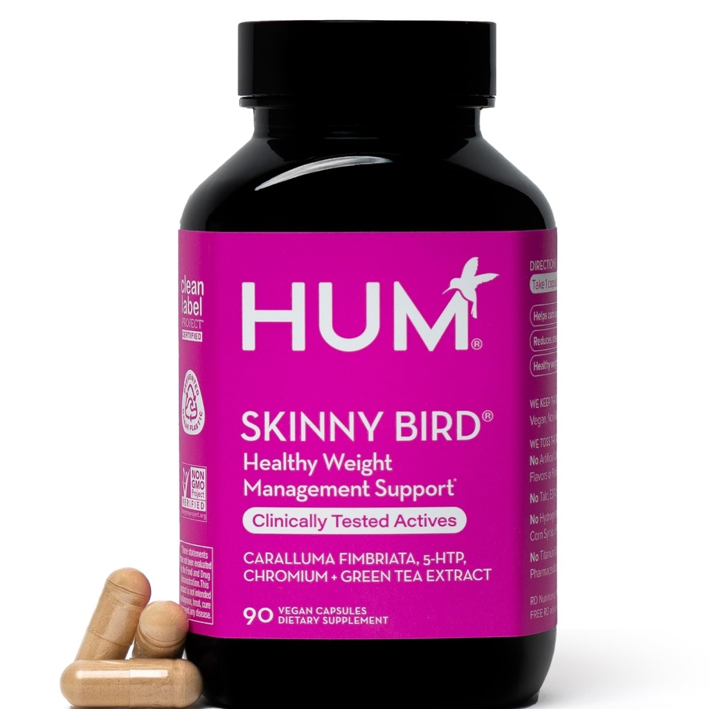HUM Skinny Bird Green Tea Extract Appetite Support til kvinder med 5htp, Chrom, Caralluma Fimbriata, Gluten Free and Vegan, Green Tea Extract Kapsler Kosttilskud til kvinder, 90 Kapsler