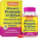 WellYes Kvinder Probiotiske 50 Millioner Gummies 12 Strops - med Prebiotic Fiber til fordøjelsesbesvær - Vaginal, fordøjelsesbesvær, immunsuport og Gut Sundhed - Hylde Stable Probiotiske Gummies - 60 Gummies