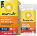 Renew Life Everyday Probiotic Capsules, Daily Supplement Understøtter urinære, fordøjelses- og immunsundhed, L. Rhamnosus GG, Dairy, Soy og gluten- fri, 15 milliarder CFU, 60 Greve