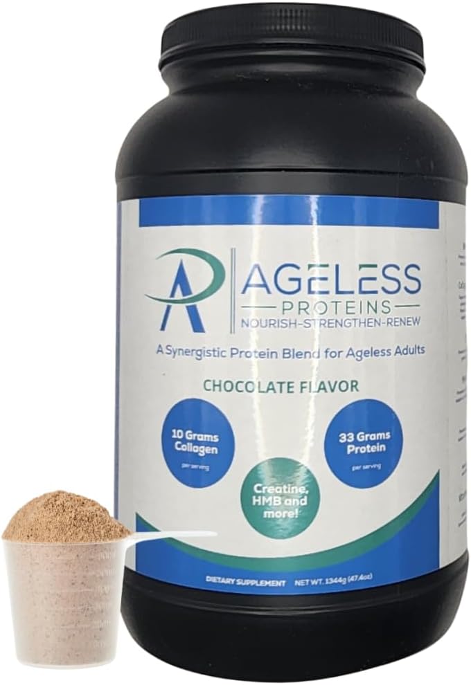 Chokolade Whey Protein Powder og Collagen Peptider til voksne. Understøtter muskeltræning og fælles sundhed med 24g protein, kreatin, HMB, og vitaminer (30 Servere, chokolade)