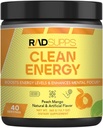 Ren energi - Pre Workout pulver til mænd og kvinder med BCAAs Aminosyrer, energi drik pulver, Aminosyre energi pulver til energi & fokus - 40 Servere (12.7 oz, Peach Mango)