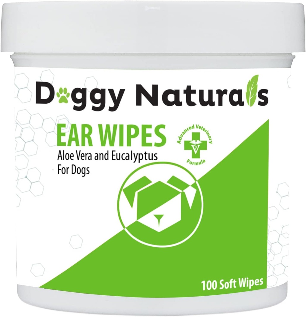 Hund Ear Renere Wipes med Aloe og Eucalyptus (100 Greve) - Otic Cleanser til hunde (Made in U.S.A) (100ct Wipes med Aloe & Eucalyptus)
