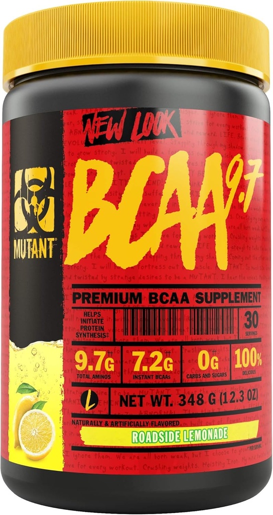 Mutant BCAA 9.7 Supplement BCAA pulver med mikroniseret Amino Energy Support Stack, 348g - Roadside Lemonade