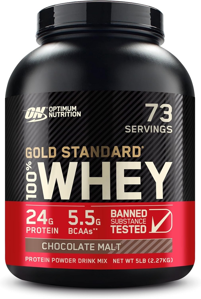 Optimum Nutrition Gold Standard 100% Whey Protein Powder, Chokolade Malt, 5 Pund (Packaging May Vary)