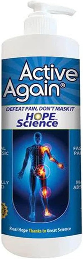 ACTIVE AGAIN Hope Science Cream, 16oz124; Klinisk bevist til at genoprette fælles sundhed og mobilitet, arthritis, Muscle, Back, Knee, Shoulder Mea124; Langtidsresultater; Doctor Godkendte 124; Lavet i USA