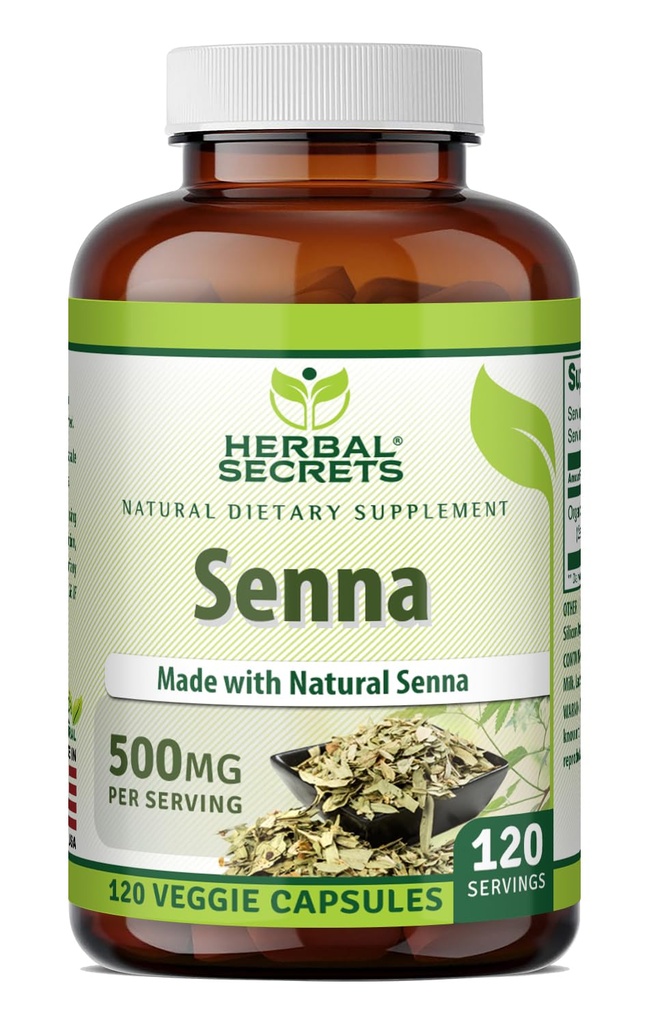 Herbal Secrets Senna Supplement 124; 500 Mg- 124; 120 Veggie Kapsler