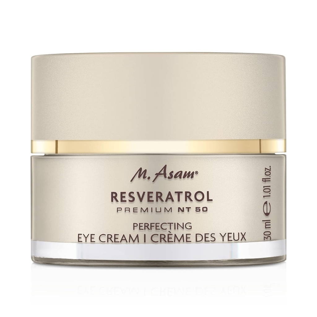 M. Asam Resveratrol Premium NT50 Perfecting Eye Cream - Anti- aging under øjet creme med resveratrol & hyaluronsyre til glatte rynker & fine linjer, vegansk formel, 1.01 Fl Oz