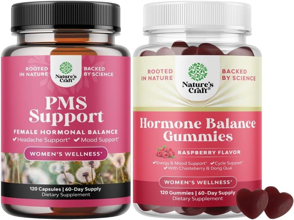 Bundle of Advanced PMS Support Supplement for Low Energy og Hormone Balance for kvinder i alle aldre - PMS Gummies