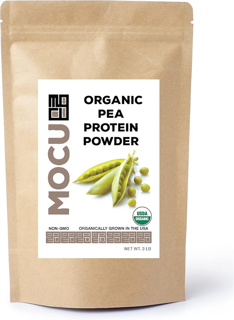 Certificeret økologisk US Grown Pea Protein I 80% I Batch Testet for Heavy Metals I 3 LBS I Pakket Daily
