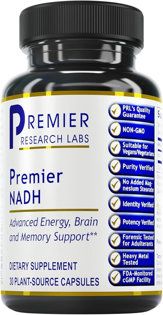 Premier Research Labs NADH - NADH Supplement, NAD tillæg for mænd og kvinder, Nicotinamid Adenine Dinucleotid, Cell Regenerator, Respiratoriske Support - 30 Vegetariske kapsler