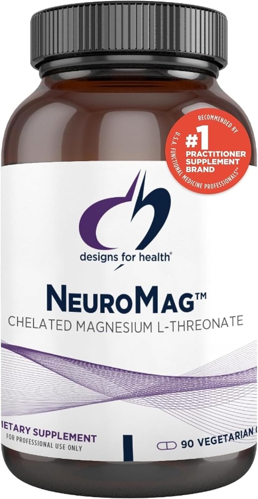 Designs for Health NeuroMag Magnesium L- Threonate - Chelated Magnesium Supplement fra Magtein for Brain Health & Cognitive Function - Bioavailable Magnesium L Threonate (90 Vegankapsler)