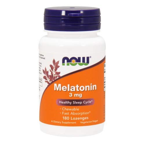 Now Foods Supplements, Melatonin 3 mg, Free Radical Scavenger *, Sund søvn cyklus *, 180 tyggetabletter