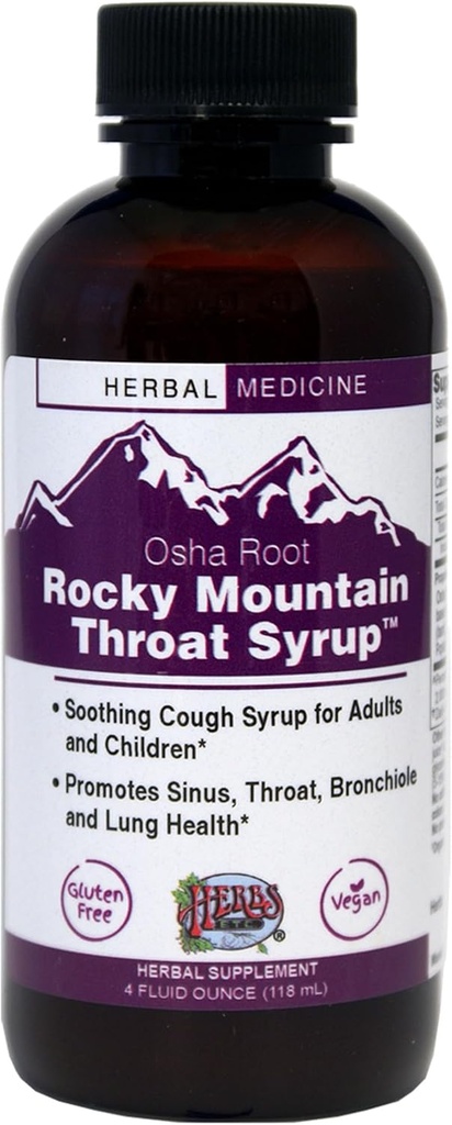 Herbs Etc. Rocky Mountain Throat Syrup - Supports Throat Wellness - Soothing Lung Health Support - Supports Sinus, Throat, Bronchiole & Lung Health - Gluten-Free & Vegan - 4 fl oz