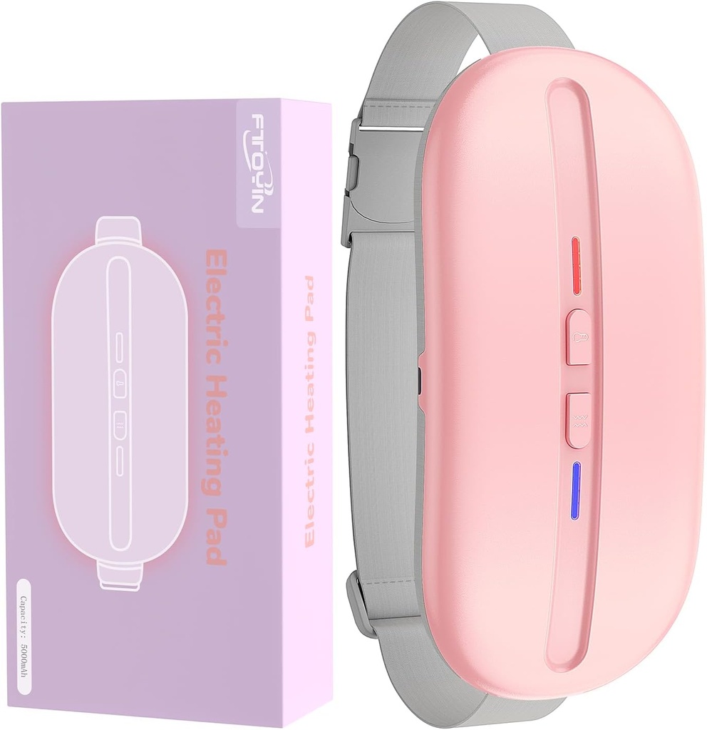 Bærbar varmeledning til periodekrampe, Cordless varmeledning med 3 varmeledninger og 3 massagetilstande, hurtig stor varmeledning til kvinder og piger