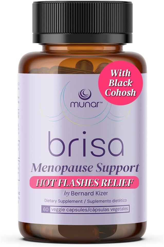 Munar Brisa Menopause Support – Hormonal Balance for Women with Milk Thistle, Vitex, Black Cohosh and Rhubarb. Reduces Hot Flashes, Boosts Energy, Liver Detox – 30-Day Supply (60 Capsules)