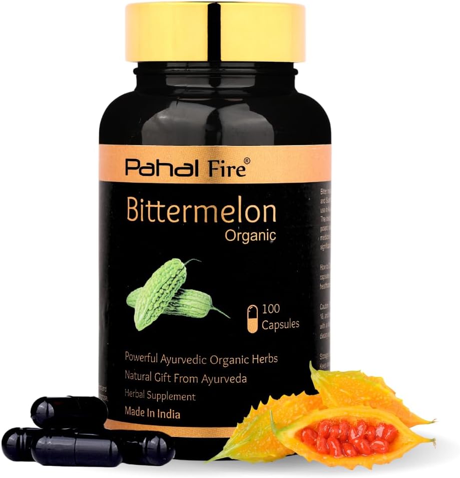 Bitter Melon Organic Herbal Supplement 500mg |100 Capsule | 50 Days Supply | Glucose Metabolismwild harvested in India