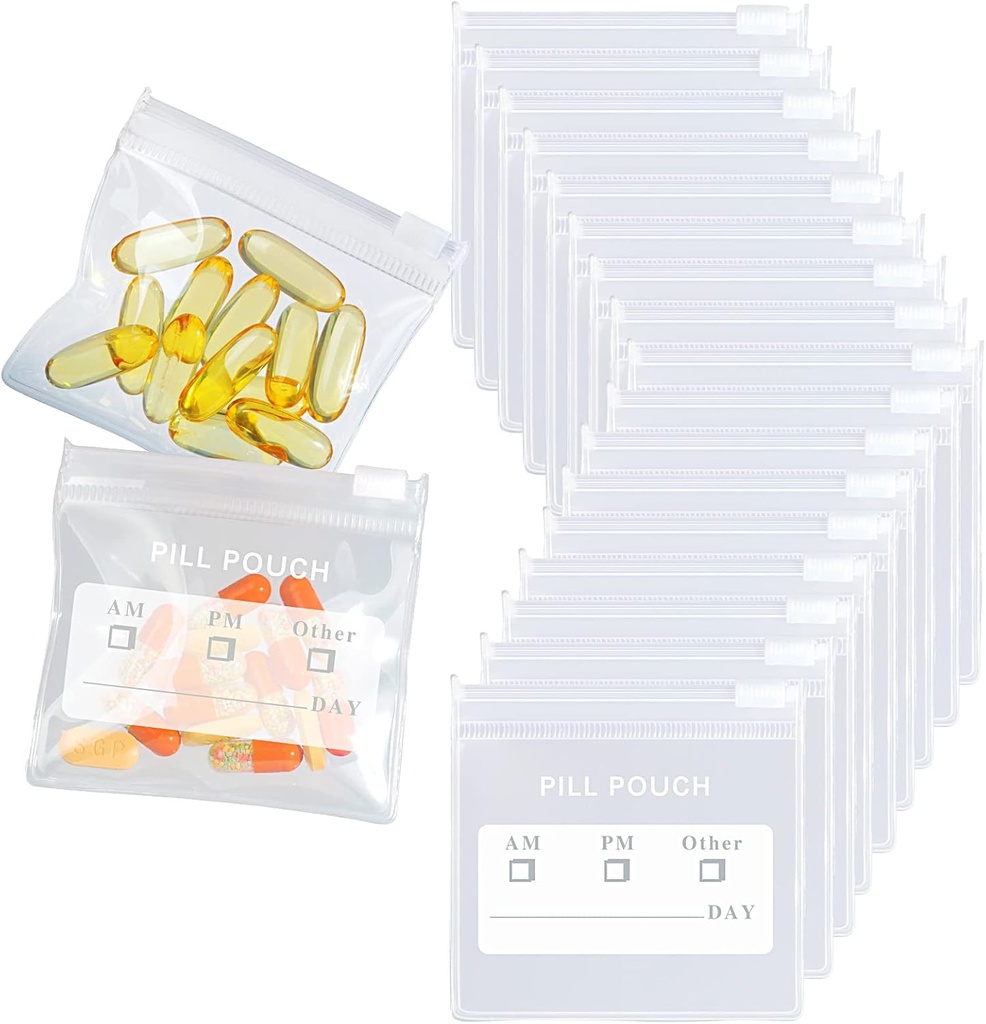 18 Pakker Pill Pouches BPA Free Pill Tasker 12mil Kom med Mark Pen 3 x 2,75 tommer Små Zip Tasker med skrive- på etiket Seal Ziplock Pill Pouch for Travel Pill Organizer, Smykker, Små Craft stykker