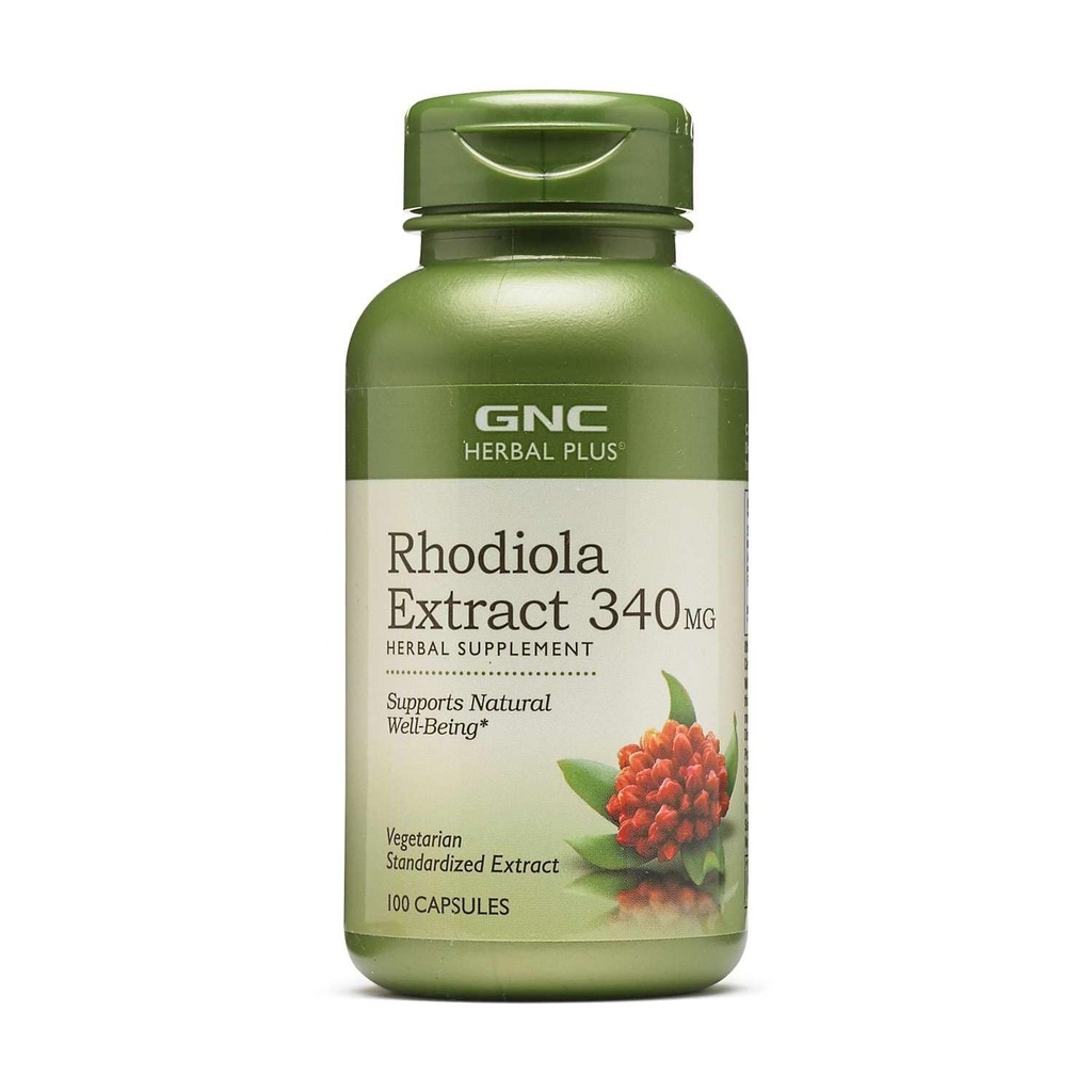 GNC Herbal Plus Rhodiola Extract 340mg, 100 Capsules, Supports Natural Well-Being
