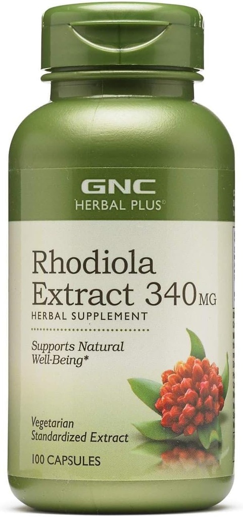 GNC Herbal Plus Rhodiola Extract 340mg, 100 kapsler, Understøtter naturlige velvære