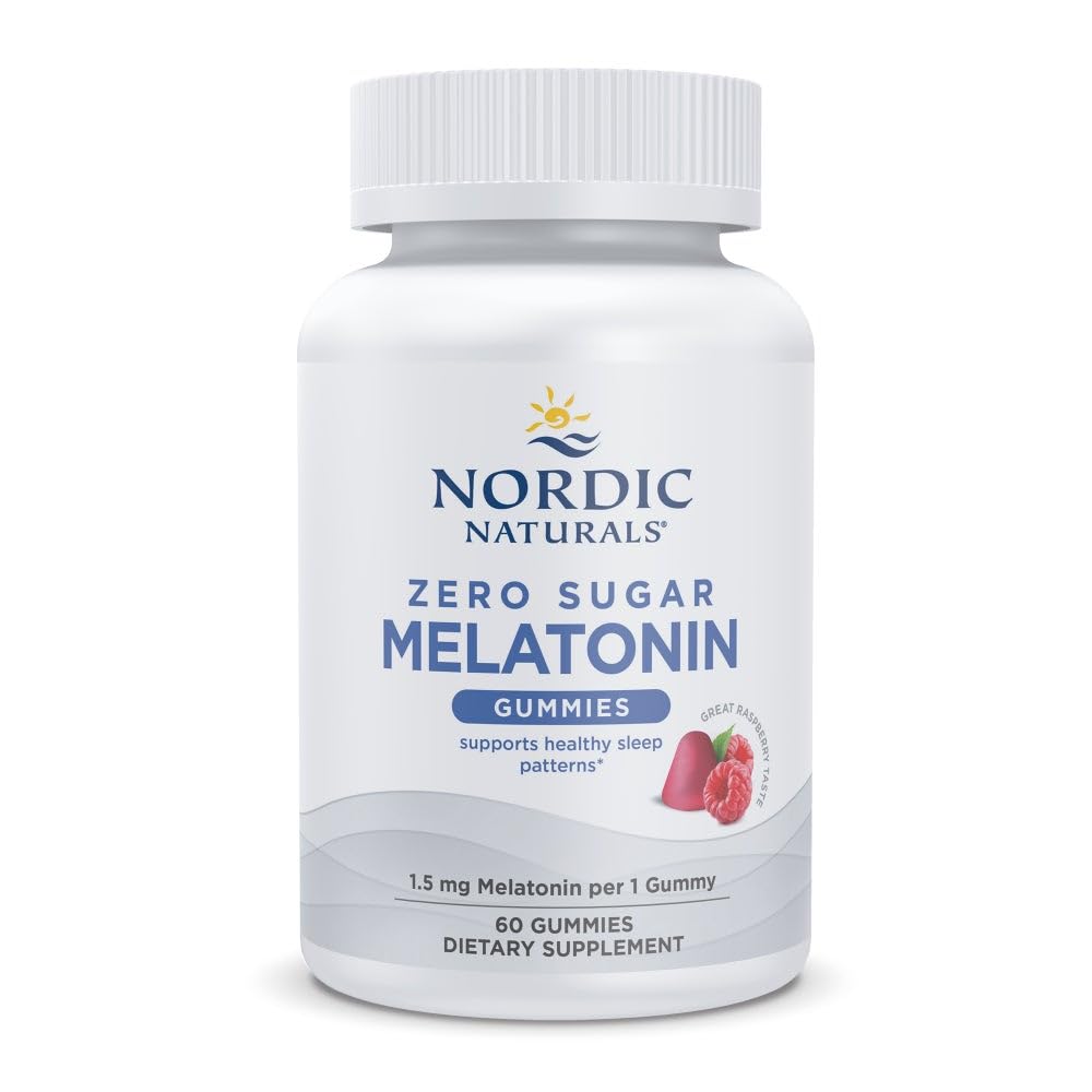 Nordic Naturals Zero Sugar Melatonin Gummies, Raspberry - 60 Gummies - 1,5 mg Melatonin - Great Smag - Rastful Sleep, Antioxidant Support - Non-GMO, Vegan - 60 Servering
