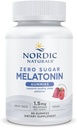 Nordic Naturals Zero Sugar Melatonin Gummies, Raspberry - 60 Gummies - 1,5 mg Melatonin - Great Smag - Rastful Sleep, Antioxidant Support - Non-GMO, Vegan - 60 Servering