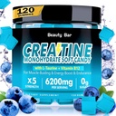 Creatine monohydrat Gummies, 6200mg for mænd og kvinder, Chewable Creatin for forbedret muskelvækst, styrke, og inddrivelse, Sukker fri pre- workout supplement, 120 Greve, Blueberry Flavor