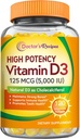 Doctor's Recipes Vitamin D3 5000IU, Immune Support for Bones, Teeth, and Immune Function, Non-GMO, No Gelatin, Gluten or Soy, 120 Vegetarian Softgels
